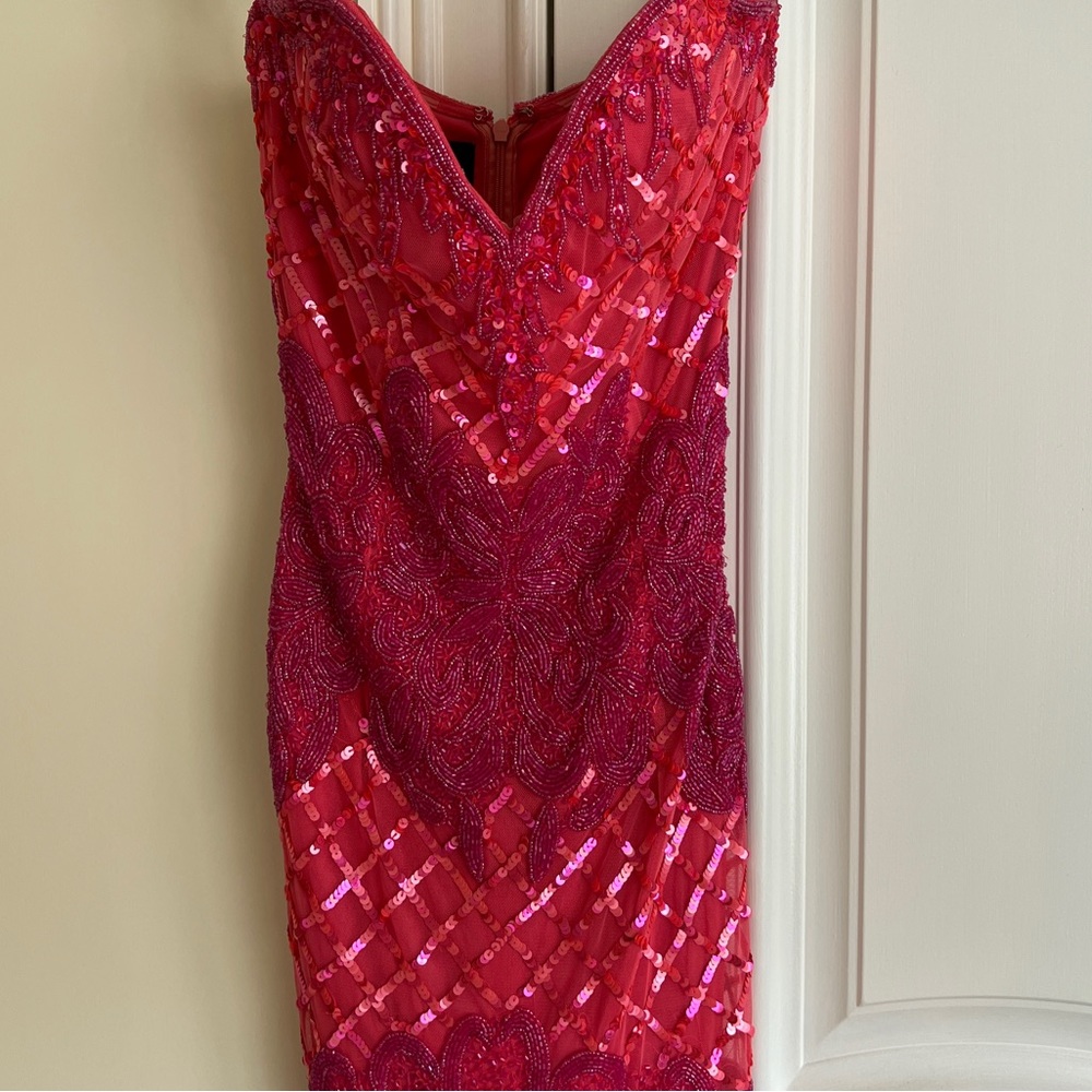 La Primavera Pink & Orange Embellished Dress